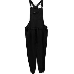 Wallflower Black Fleece Jogger Overalls Size XL Women's Casual Comfort